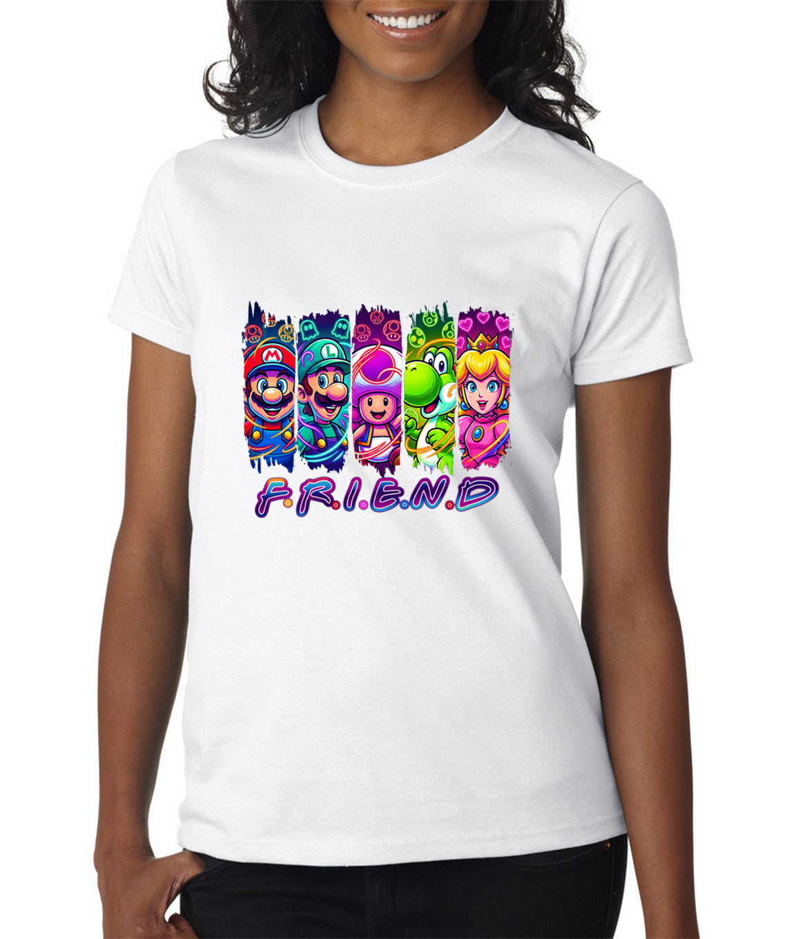 Mario Friend T-Shirt Kids Regular Fit DTF Full Colour Print High Quality Round Neck Tee, Casual Street Fashion Short Sleeve Crew Neck T-Shirt for Summer Spring, Fashion Top for Daily Wear