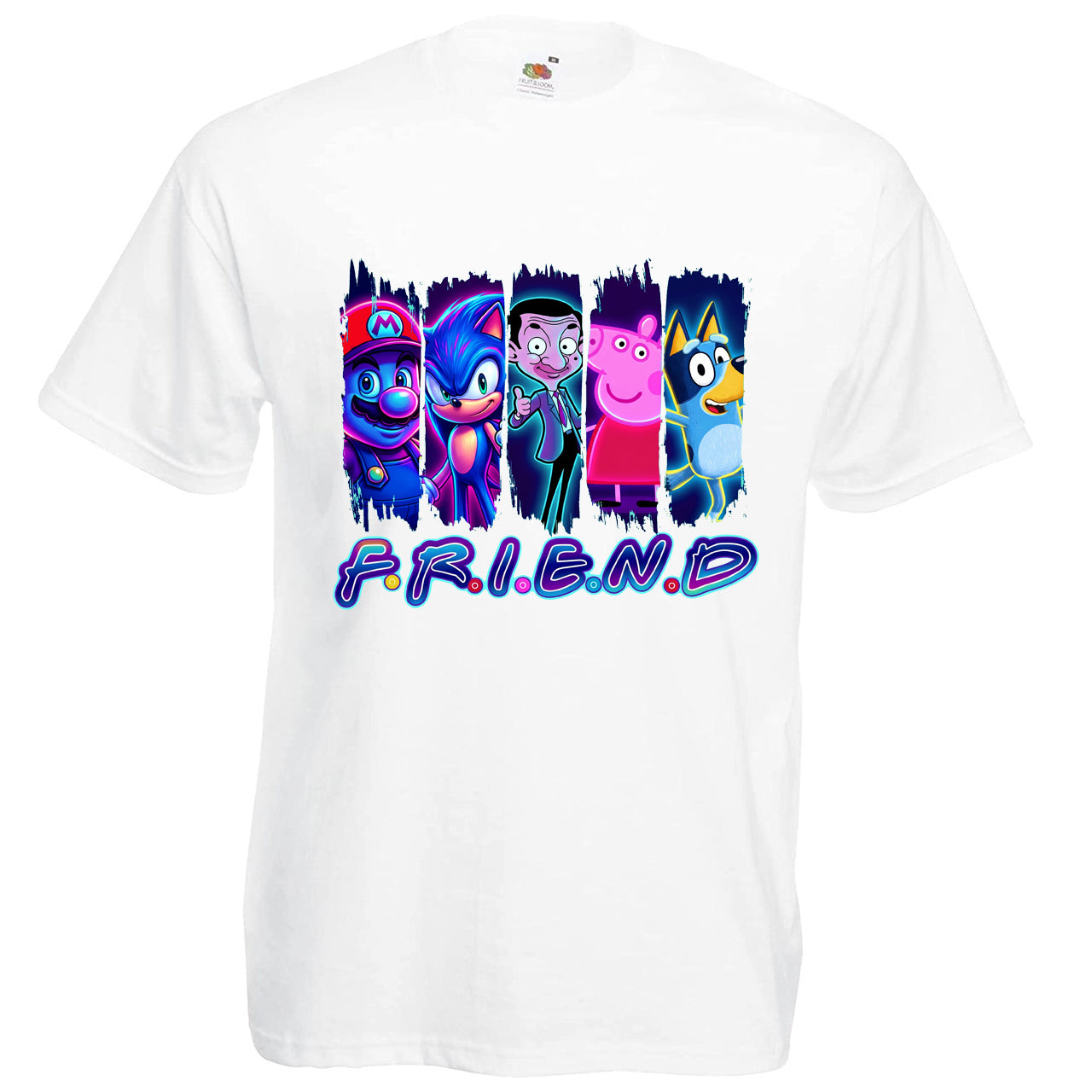 Cartoon Friend T-Shirt Kids Regular Fit DTF Full Colour Print High Quality Round Neck Tee, Casual Street Fashion Short Sleeve Crew Neck T-Shirt for Summer Spring, Fashion Top for Daily Wear (Copy)