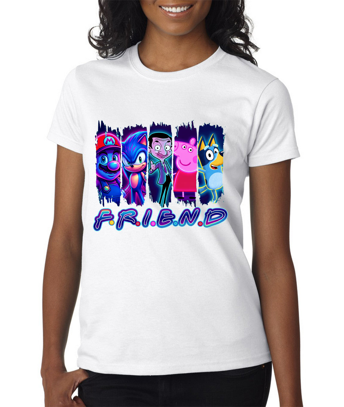 Cartoon Friend T-Shirt Kids Regular Fit DTF Full Colour Print High Quality Round Neck Tee, Casual Street Fashion Short Sleeve Crew Neck T-Shirt for Summer Spring, Fashion Top for Daily Wear (Copy)