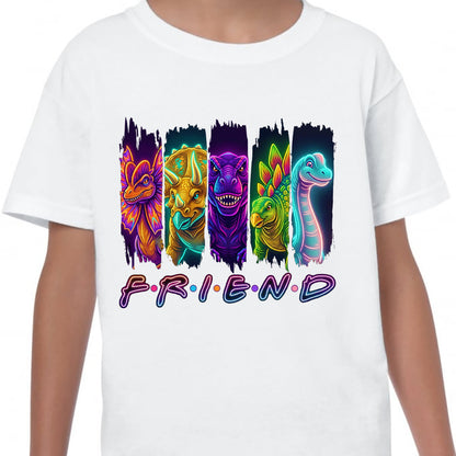 Dino Friend T-Shirt Kids Regular Fit DTF Full Colour Print High Quality Round Neck Tee, Casual Street Fashion Short Sleeve Crew Neck T-Shirt for Summer Spring, Fashion Top for Daily Wear (Copy) (Copy) (Copy)