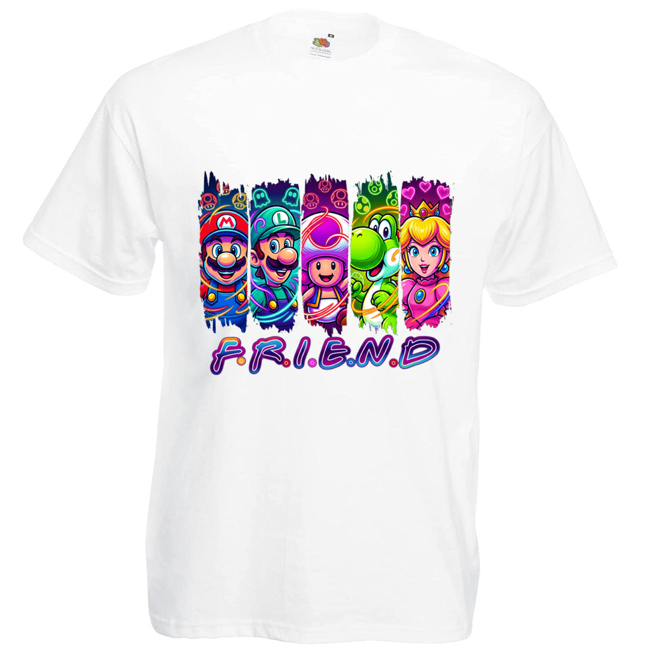 Mario Friend T-Shirt Kids Regular Fit DTF Full Colour Print High Quality Round Neck Tee, Casual Street Fashion Short Sleeve Crew Neck T-Shirt for Summer Spring, Fashion Top for Daily Wear