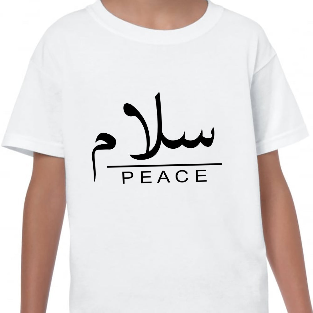 Peace not war Kids Regular Fit Letter Print Round Neck Tee, Casual Street Fashion Short Sleeve Crew Neck T-Shirt for Summer Spring, Fashion Top for Daily Wear Support Peace