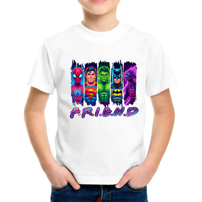 Superheroes Friend T-Shirt Kids Regular Fit DTF Full Colour Print High Quality Round Neck Tee, Casual Street Fashion Short Sleeve Crew Neck T-Shirt for Summer Spring, Fashion Top for Daily Wear (Copy) (Copy)