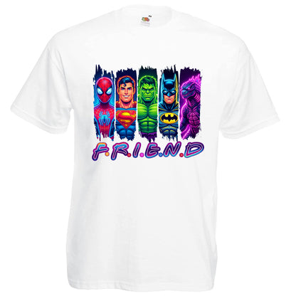 Superheroes Friend T-Shirt Kids Regular Fit DTF Full Colour Print High Quality Round Neck Tee, Casual Street Fashion Short Sleeve Crew Neck T-Shirt for Summer Spring, Fashion Top for Daily Wear (Copy) (Copy)